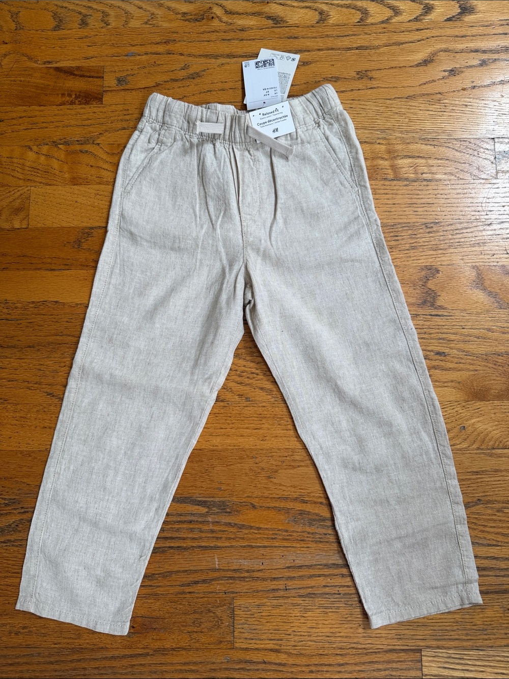H&M Kids Light Beige Linen-Blend Chinos